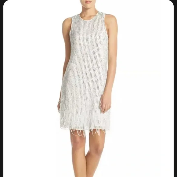 Parker | Dresses | Parker Beaded Ostrich Feather Cocktail Dress Bridal  Shower Wedding | Poshmark
